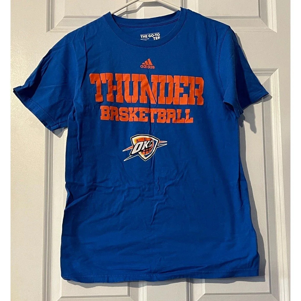 Adidas Oklahoma City Thunder Blue Basketball NBA Adult T-Shirt Men's Size Medium